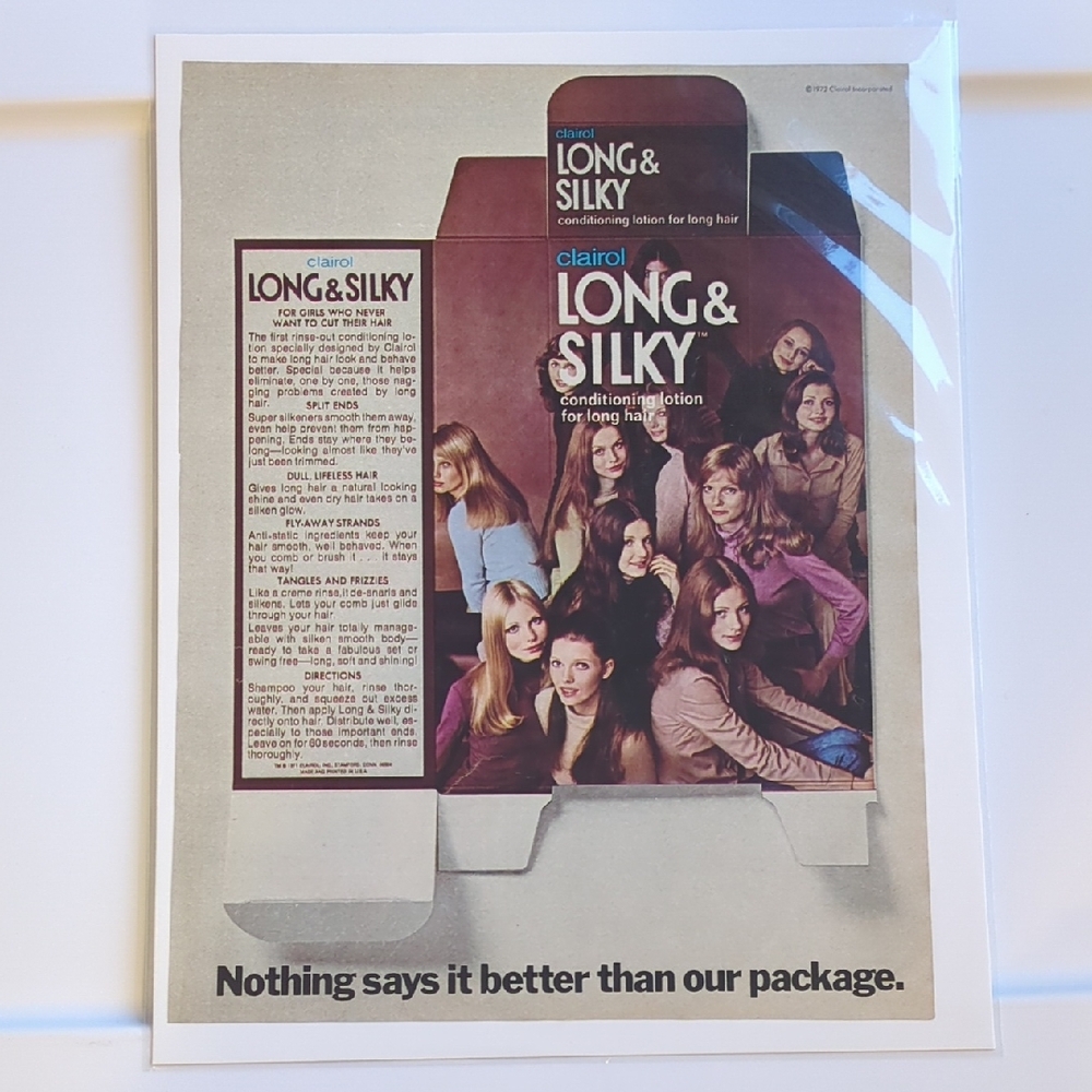 Clairol 1972 Ad, Seventeen Magazine Long & Silky Hair Advertisement, Retro